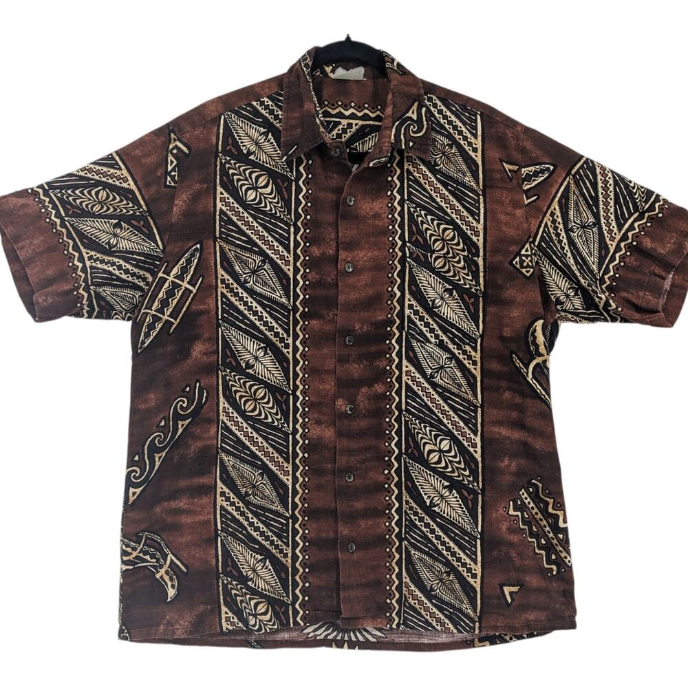 Vintage 1960's "Tuimalila" Turtle Aloha HAWAIIAN MEN'S SHIRT Bark Cloth Fabric - Picture 7 of 9